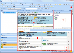 Interfaz de SDL Trados Studio