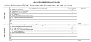 Hoja para tomar decisiones - traductores freelance