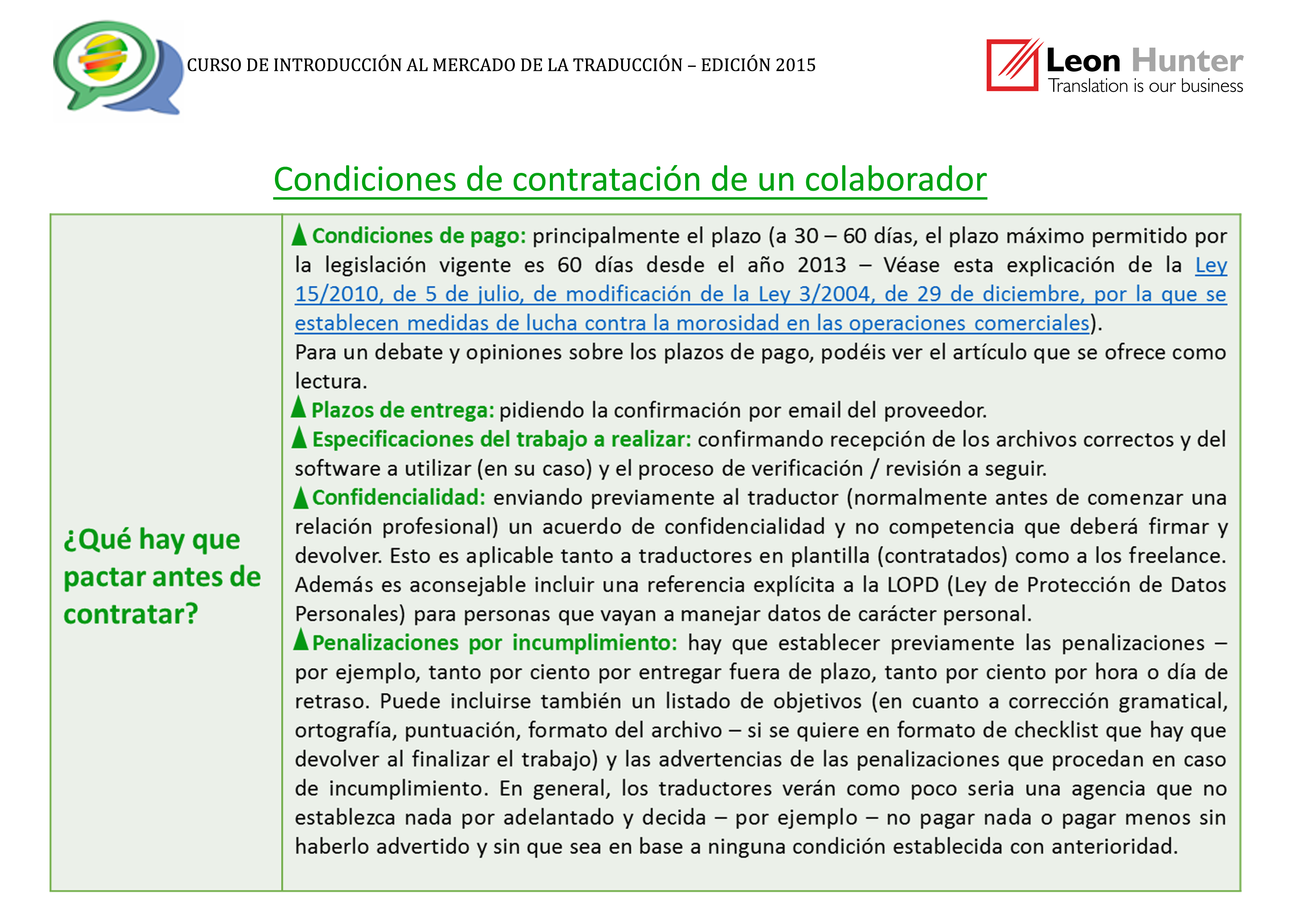 Condiciones de contratacion