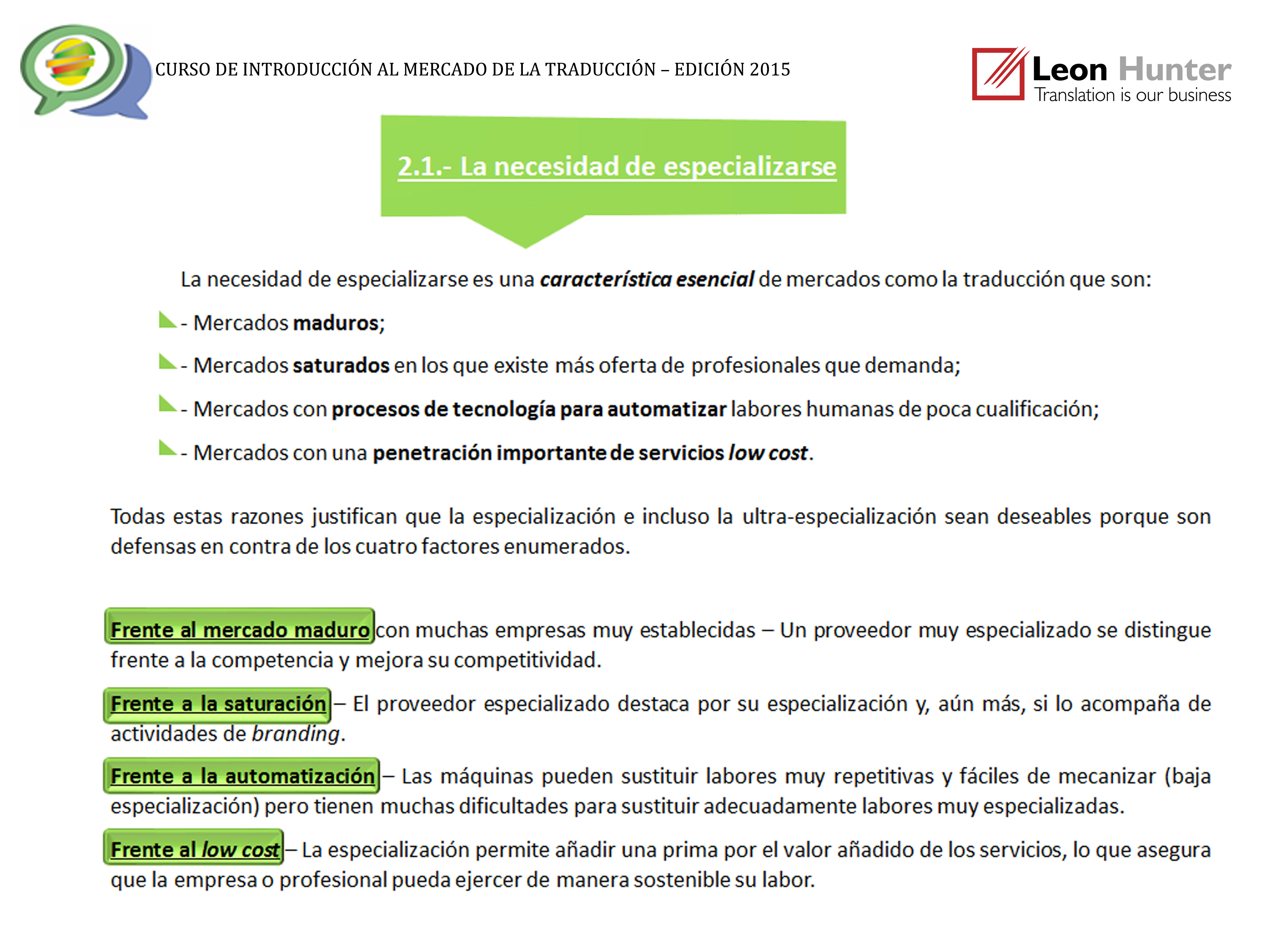 ¿Por qué es necesario especializarse? (gráfico)