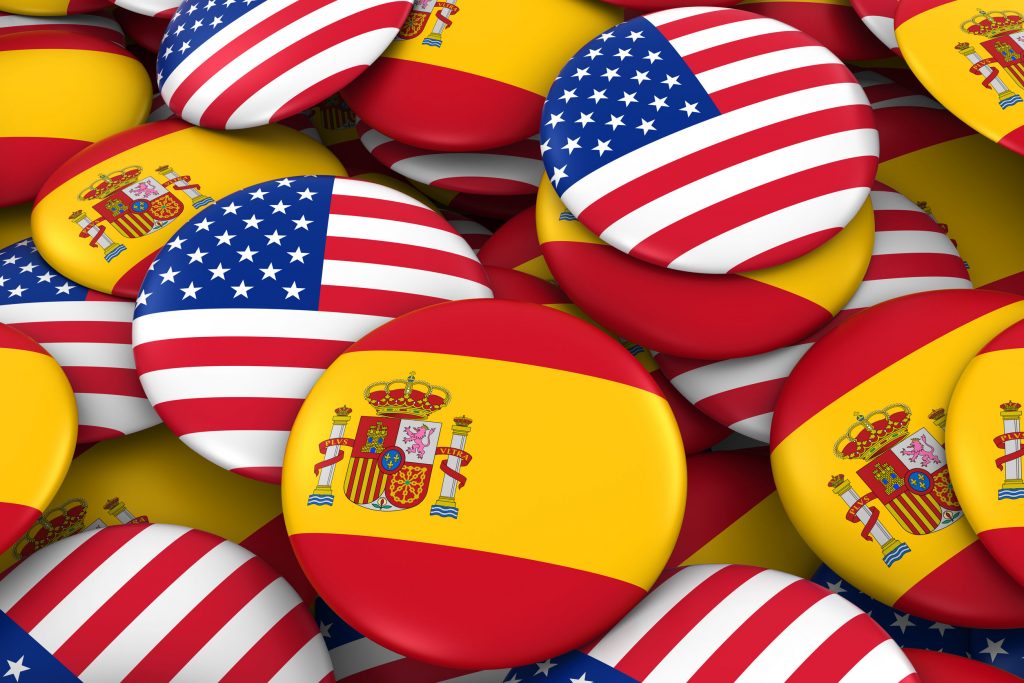 латиноамериканский флаг. сша и испания. испания и сша. флаг сша и испании. испания и сша.