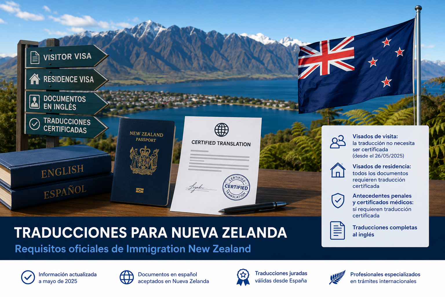 Traducción jurada española para visados de Nueva Zelanda